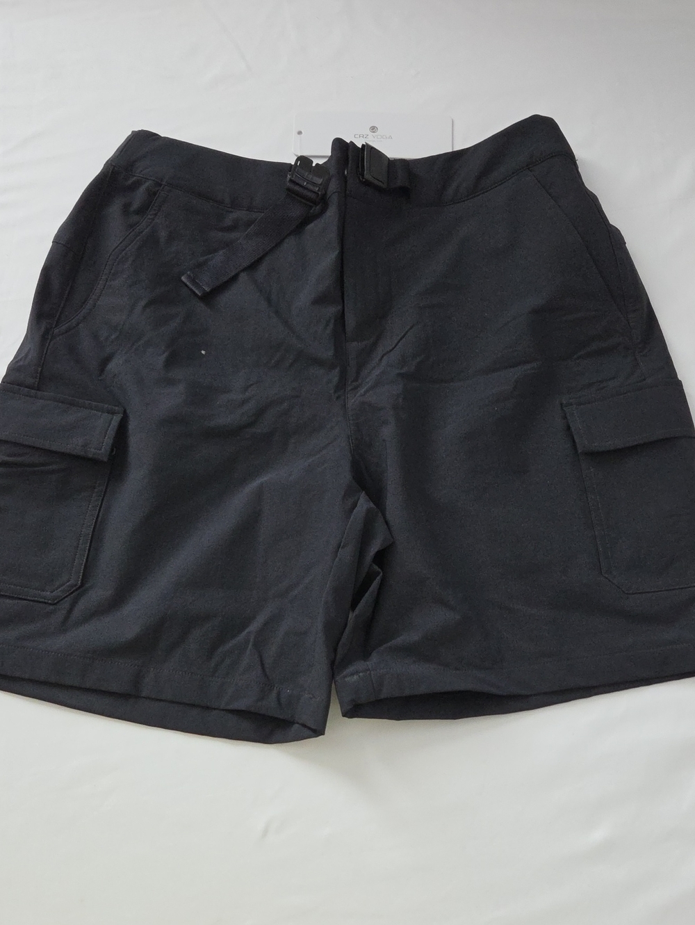 CRZ YOGA Boys's Black Cargo Shorts with Belt
